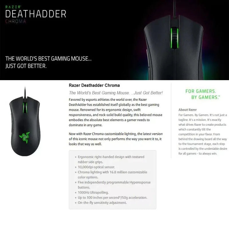 Mouse Gamer com Fio Razer Deathadder Viper Edição Padrão 6400
