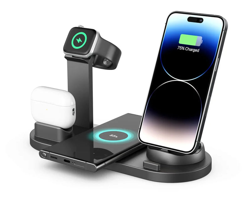 Carregador Sem Fio 7 em 1 de 30W – Base de Carregamento Rápido para iPhone 14, 13, 12 Pro Max