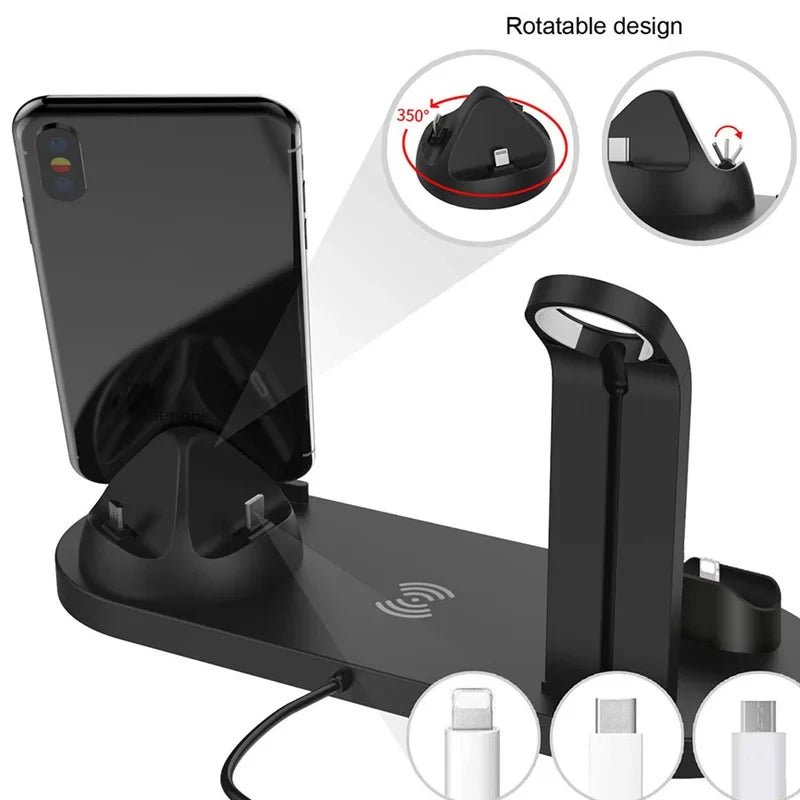 Carregador Sem Fio 7 em 1 de 30W – Base de Carregamento Rápido para iPhone 14, 13, 12 Pro Max