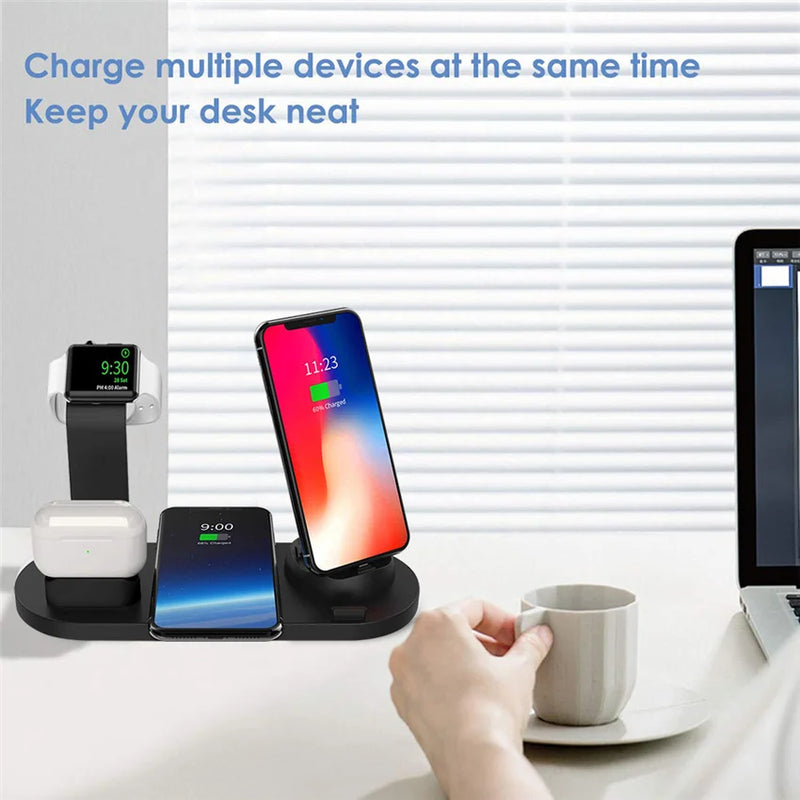 Carregador Sem Fio 7 em 1 de 30W – Base de Carregamento Rápido para iPhone 14, 13, 12 Pro Max