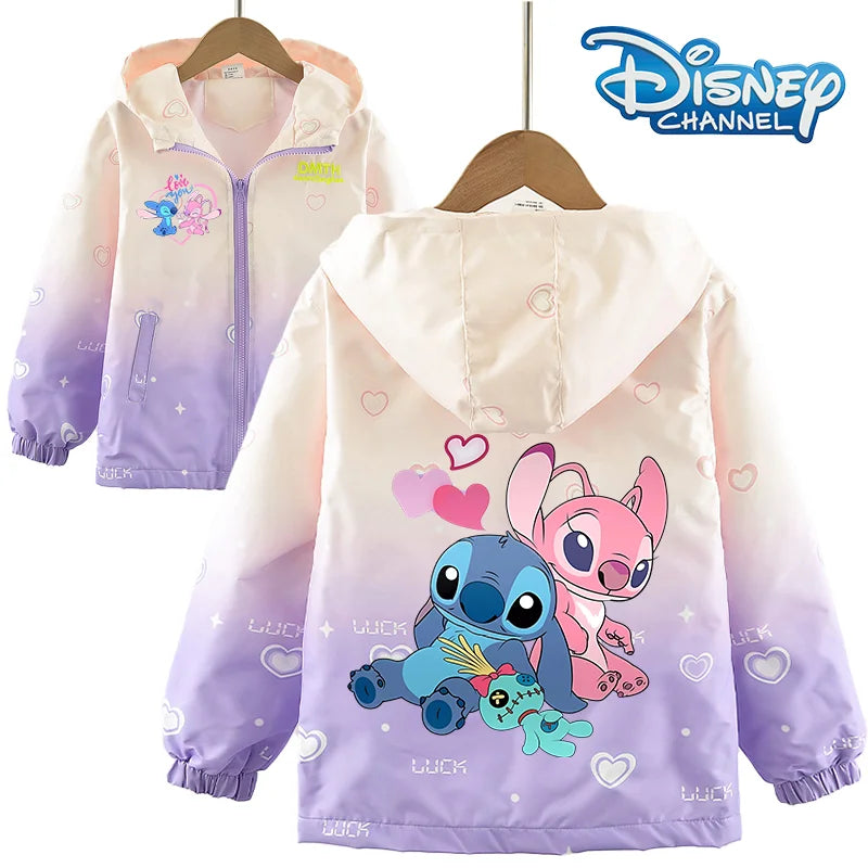"Jaquetas da Disney do Stitch para Meninas – Jaquetas Infantis com Estampa Fofa de Desenho, Casuais, Esportivas, Casaco Infantil de Inverno