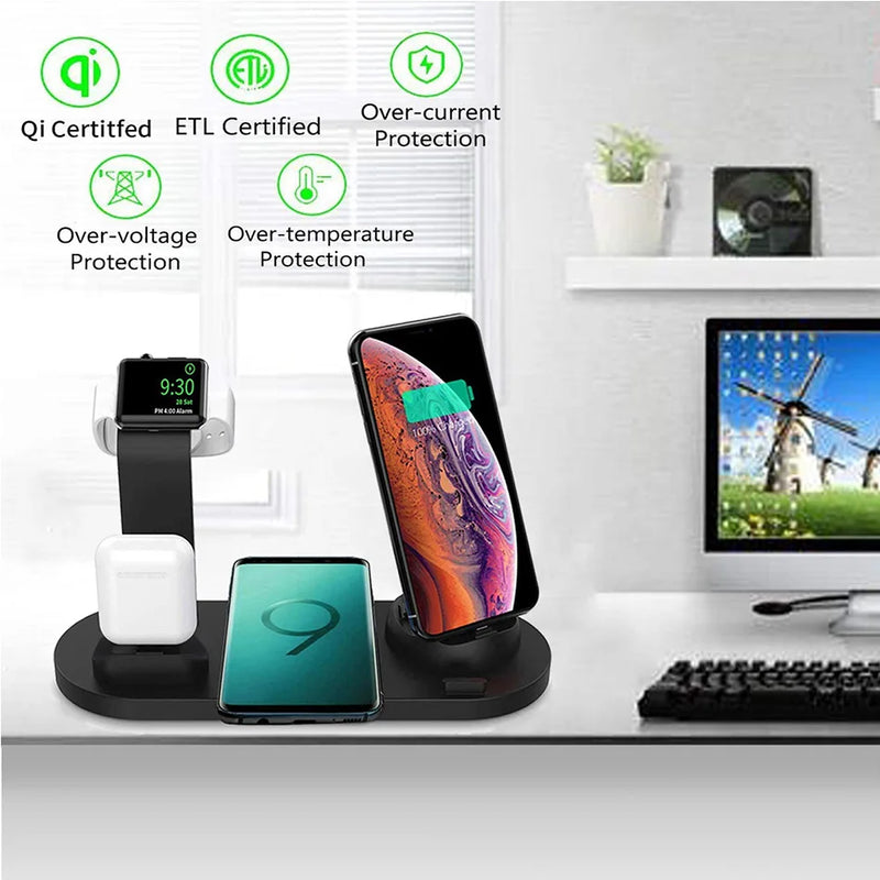 Carregador Sem Fio 7 em 1 de 30W – Base de Carregamento Rápido para iPhone 14, 13, 12 Pro Max