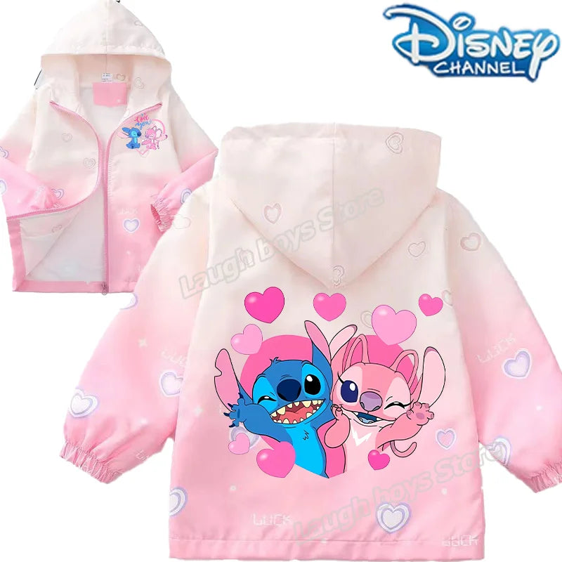 "Jaquetas da Disney do Stitch para Meninas – Jaquetas Infantis com Estampa Fofa de Desenho, Casuais, Esportivas, Casaco Infantil de Inverno