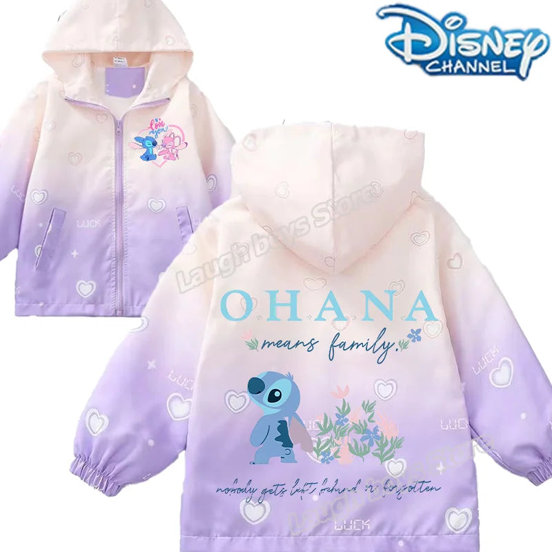 "Jaquetas da Disney do Stitch para Meninas – Jaquetas Infantis com Estampa Fofa de Desenho, Casuais, Esportivas, Casaco Infantil de Inverno