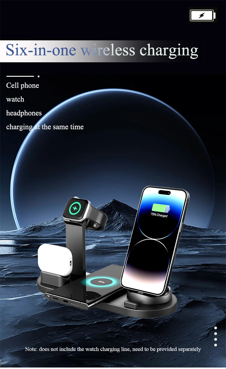 Carregador Sem Fio 7 em 1 de 30W – Base de Carregamento Rápido para iPhone 14, 13, 12 Pro Max